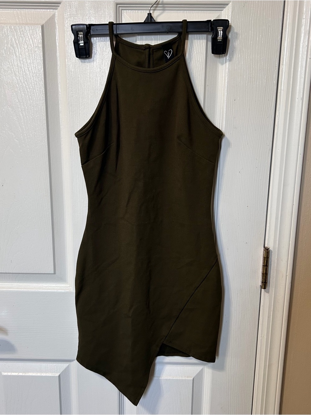 Windsor Olive Green Asymmetrical Halter Dress